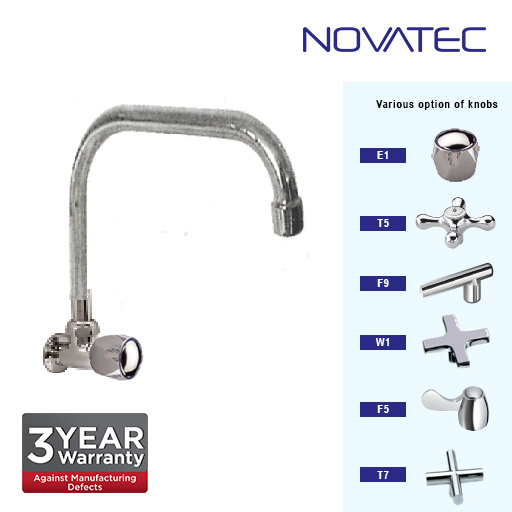 Novatec Kitchen Chrome Plated Wall Sink Tap E1-1151SQ