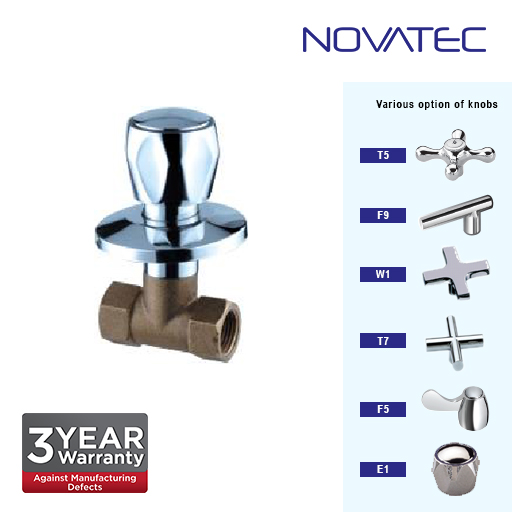 Novatec 3/4 Inch Concealed Full Turn Stopcock F9-1117B-FT