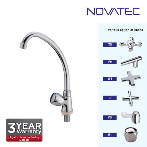 Novatec Kitchen Chrome Plated Pillar Sink Tap W1-1171