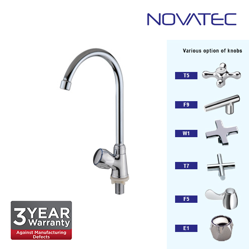 Novatec Kitchen Chrome Plated Pillar Sink Tap T5-1171H