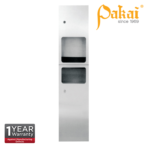 Pakai 2-IN-1 Stainless Steel Reccess Mounted Automatic Hand Dryer with Waste Receptacle Door PK-REC-