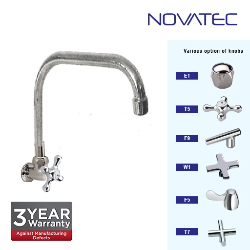Novatec Kitchen Chrome Plated Pillar Sink Tap T5-1171SQ