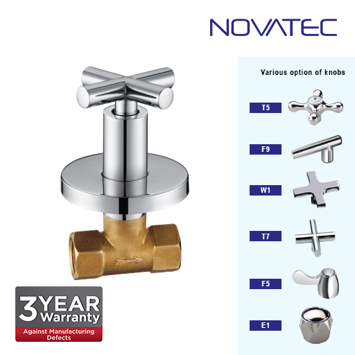 Novatec 3/4 Inch Concealed Full Turn Stopcock W1-1117B-FTD