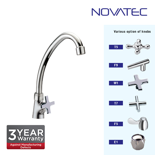 Novatec Kitchen Chrome Plated Pillar Sink Tap W1-1171SQ